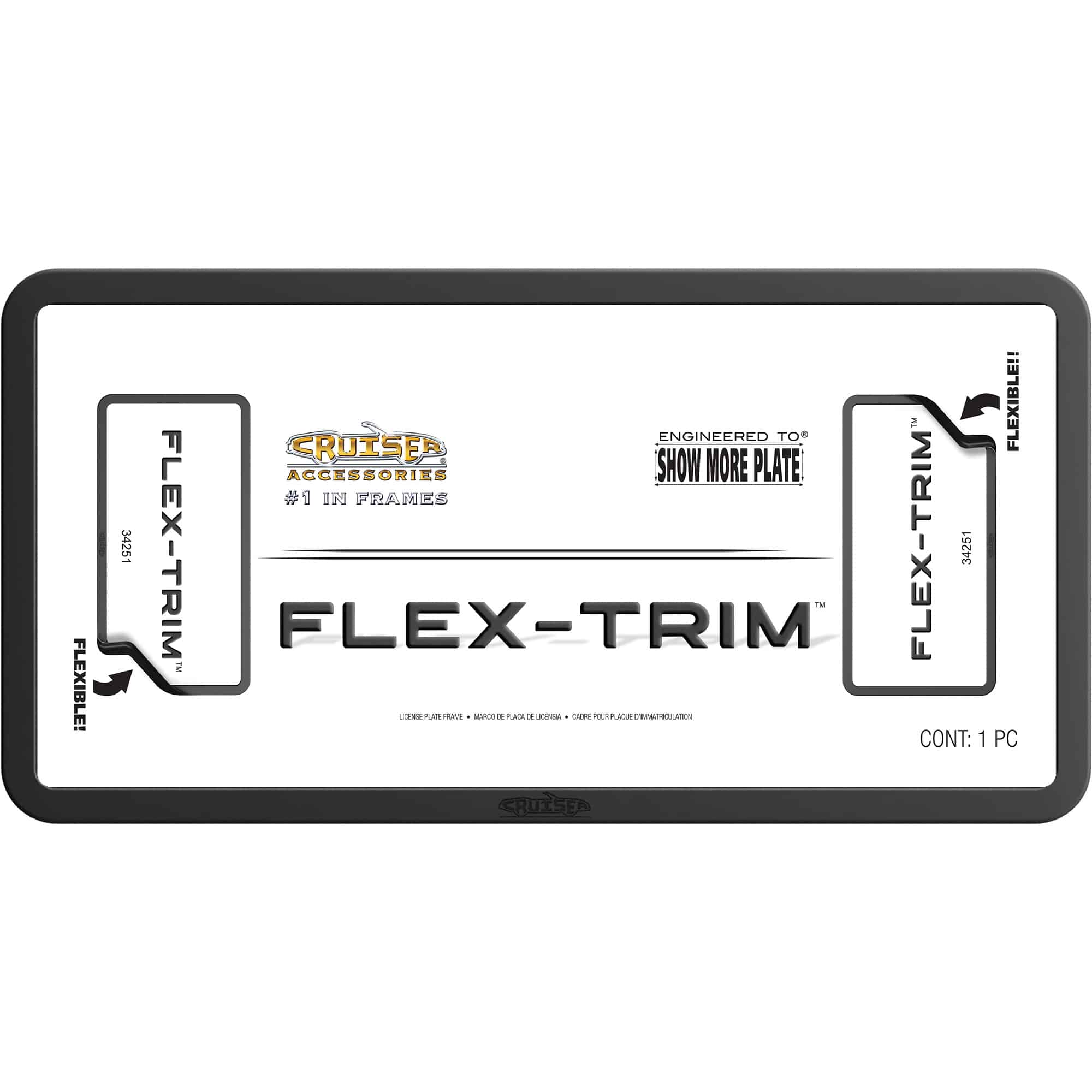 Flex-Trim License Plate Frame, Black