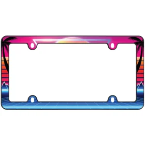 Cruiser Accessories Synthwave license plate frame in chrome, front view