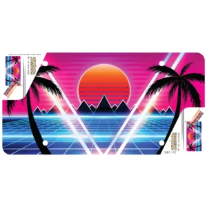 Cruiser Accessories Synthwave novelty license plate, front of package view