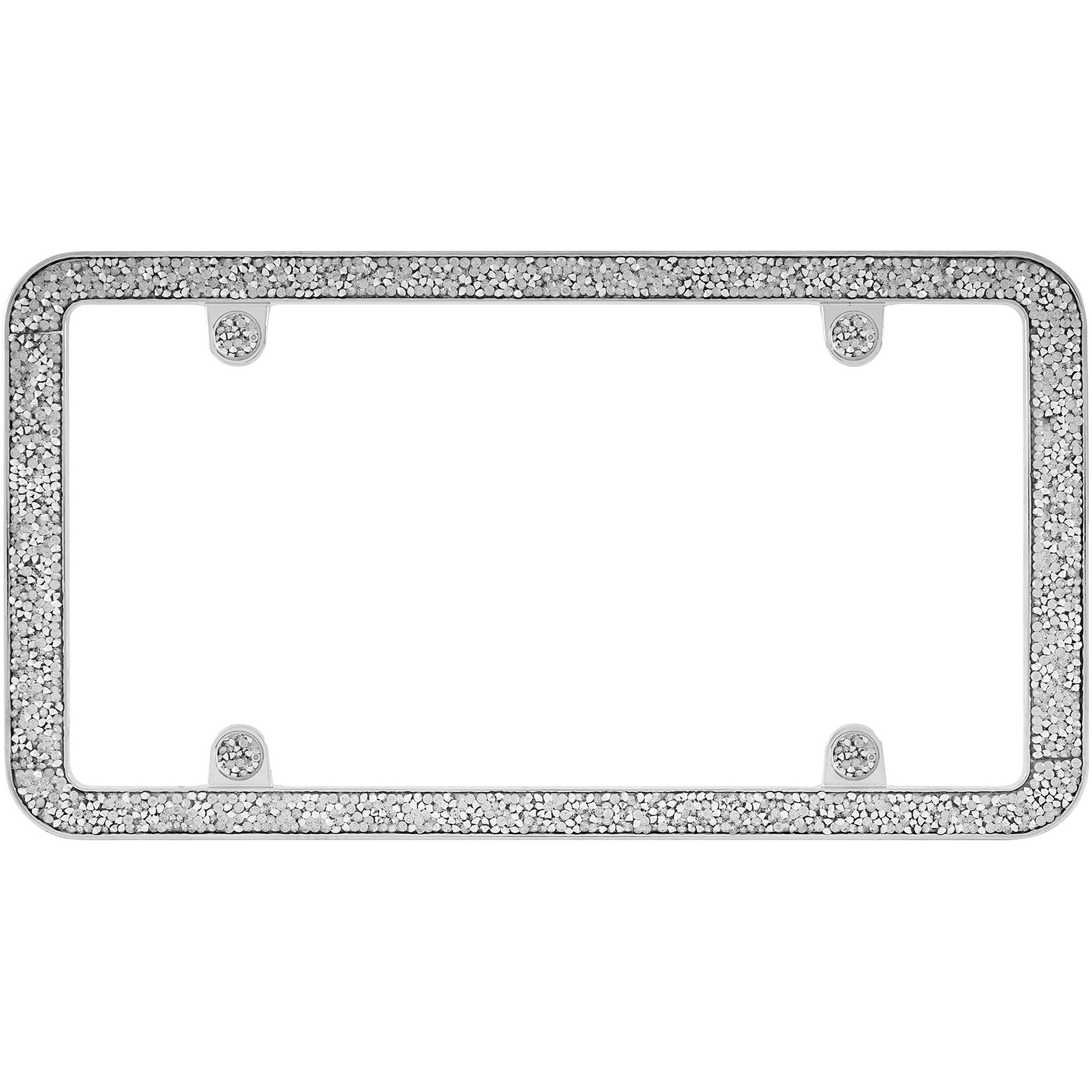 Shattered License Plate Frame, Chrome/Clear (with fastener caps)