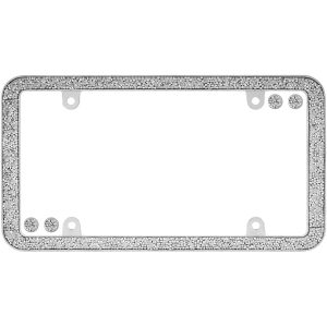 Cruiser Accessories Shattered chrome clear license plate frame, front view with fastener caps