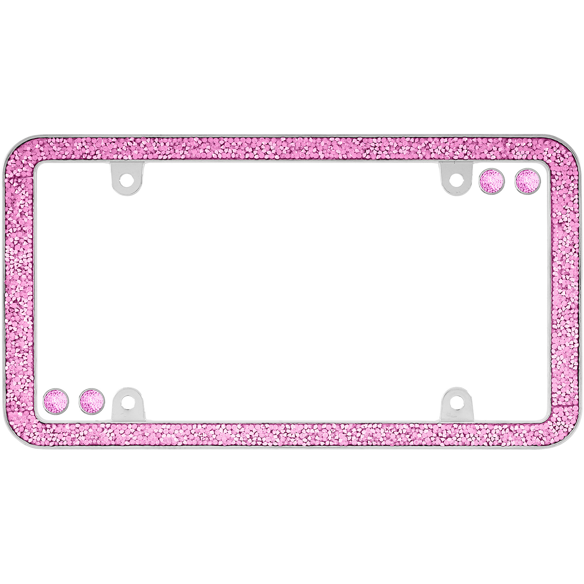 Shattered License Plate Frame, Chrome/Pink (with fastener caps)