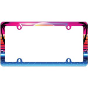 Cruiser Accessories Synthwave license plate frame in white, front view