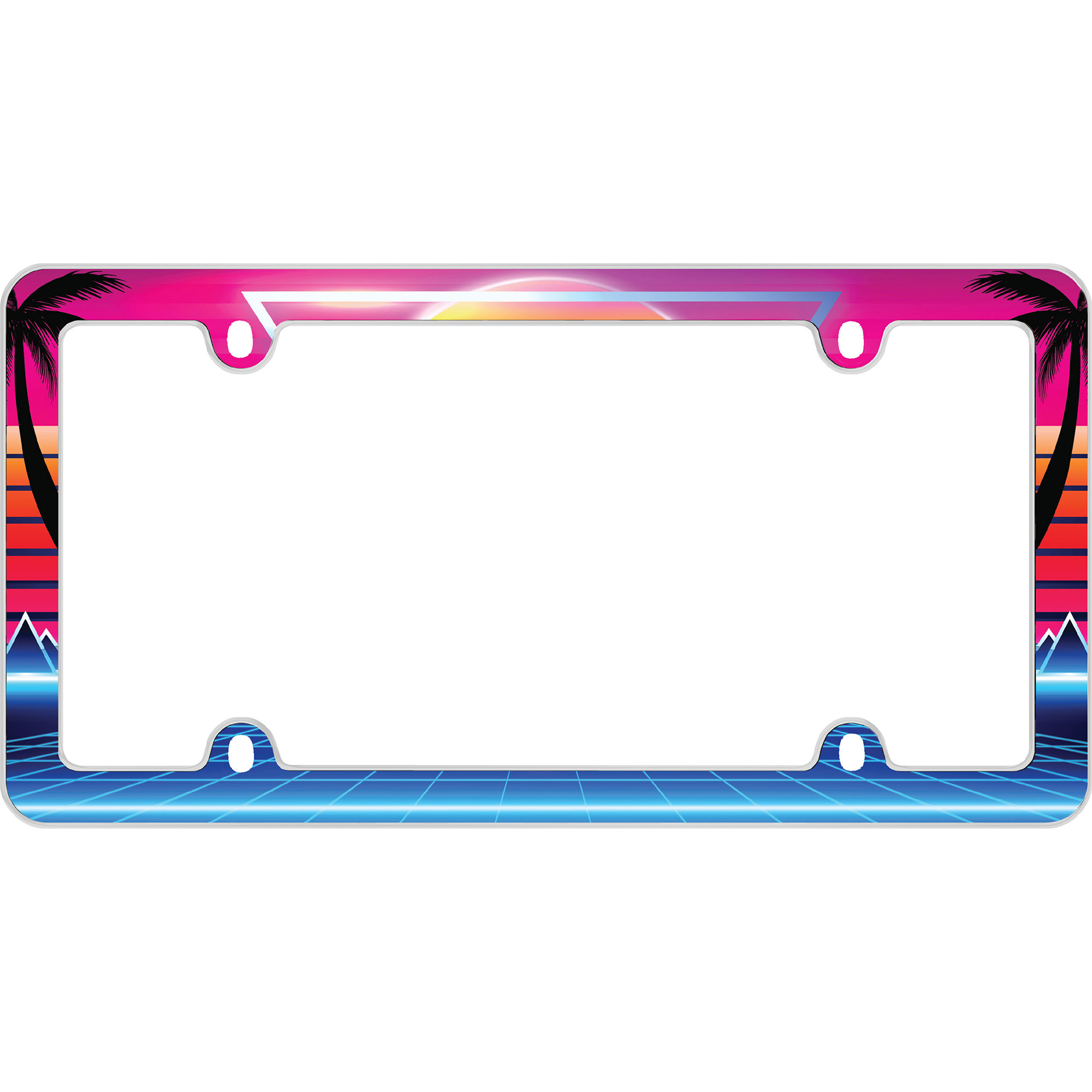Synthwave License Plate Frame, White