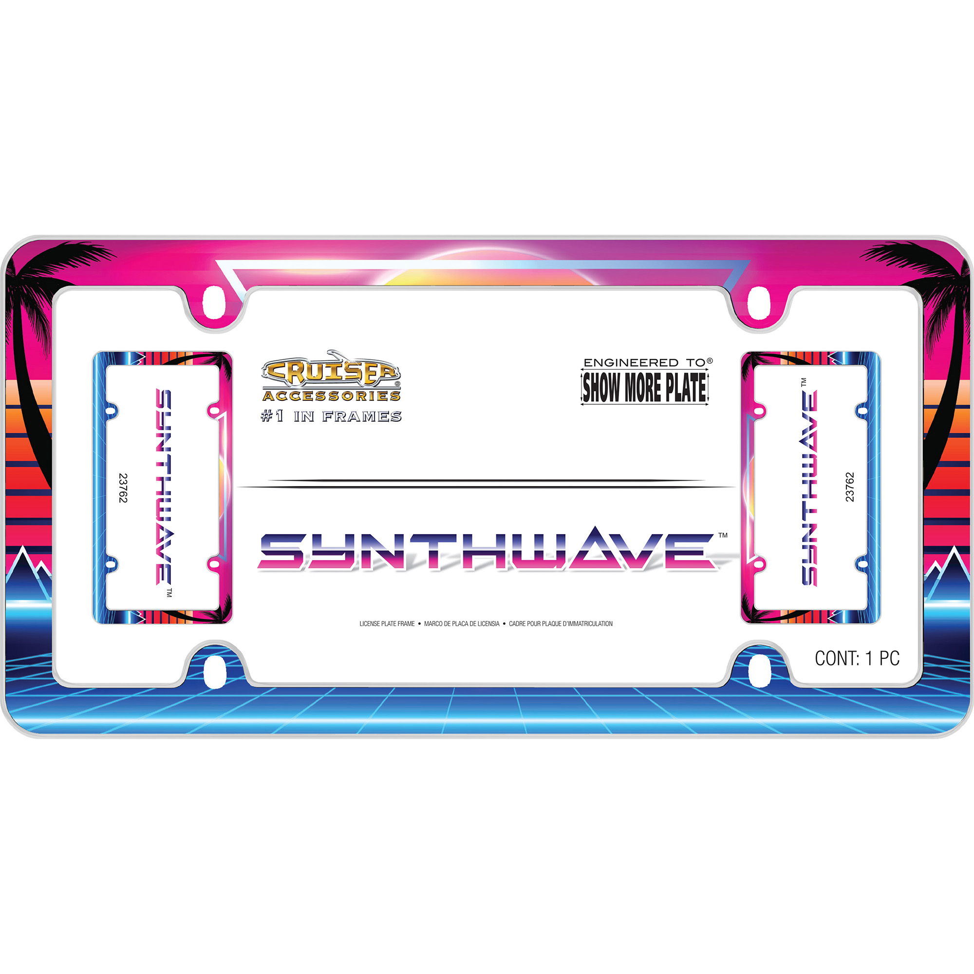 Synthwave License Plate Frame, White