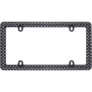 Cruiser Accessories Defender license plate frame in black and chrome, front view
