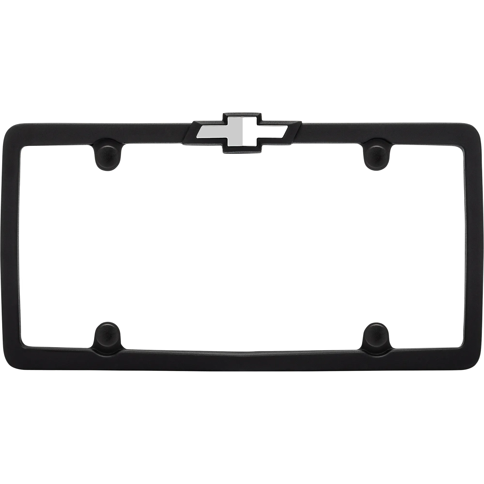 Chevrolet License Plate Frame, Black/Chrome (w/fastener caps)