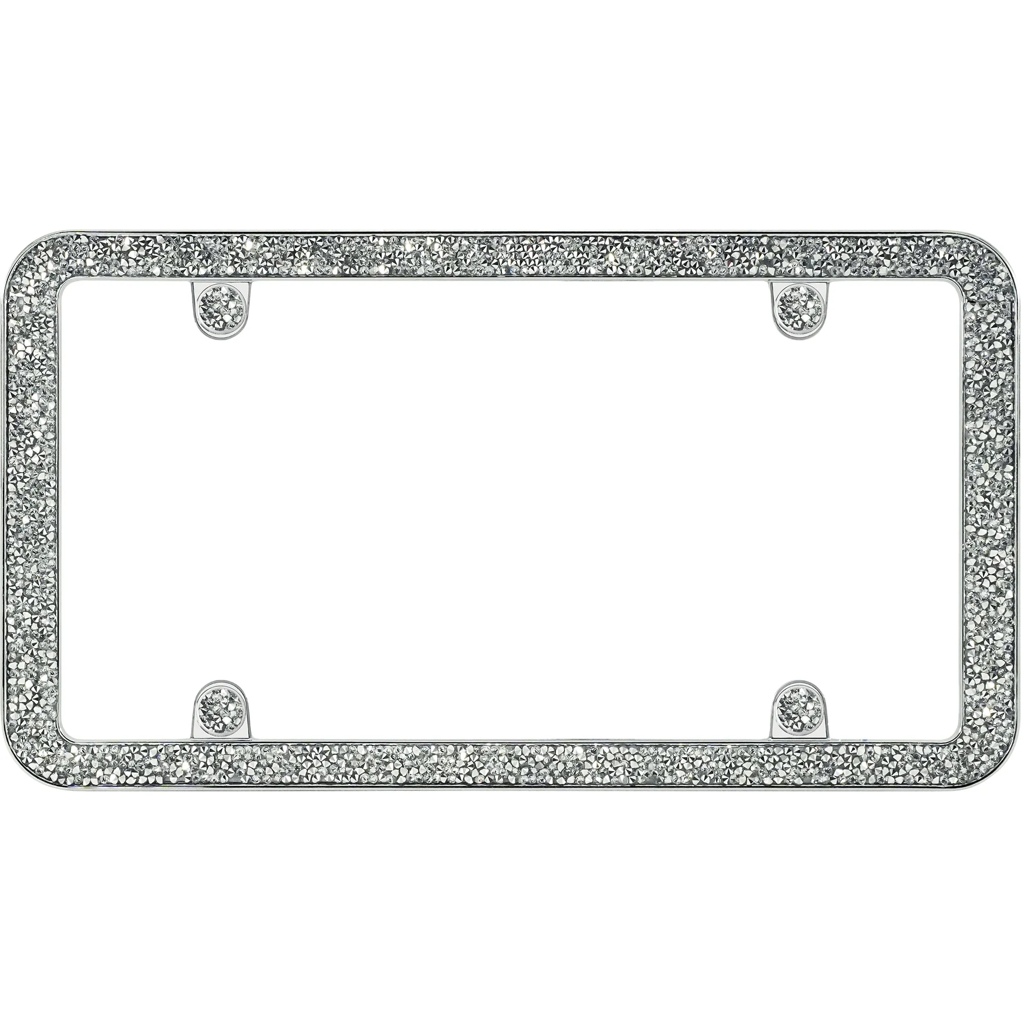 Shattered License Plate Frame, Chrome/Clear (with fastener caps)