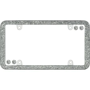 Cruiser Accessories Shattered chrome clear license plate frame, front view with fastener caps