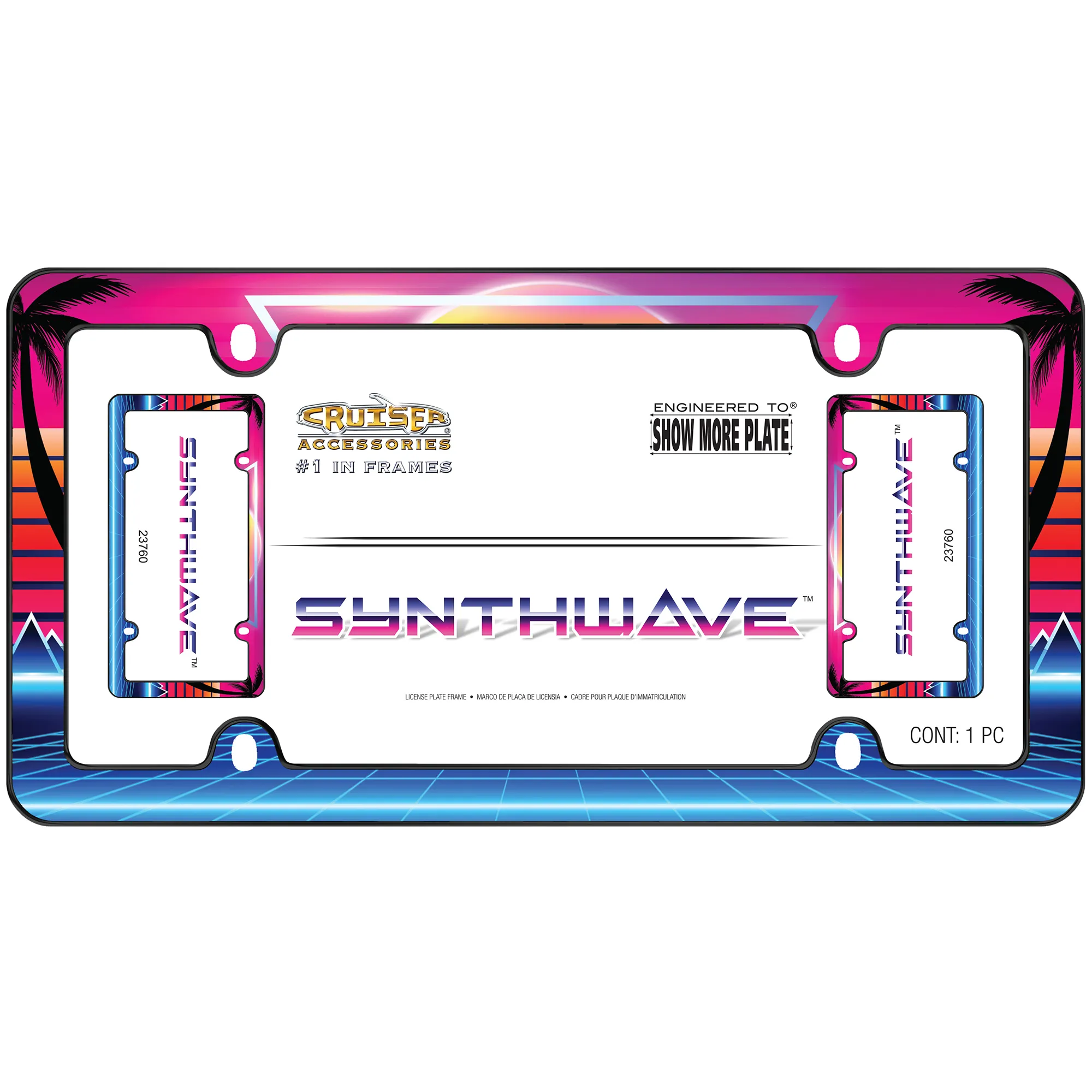 Synthwave License Plate Frame, Black