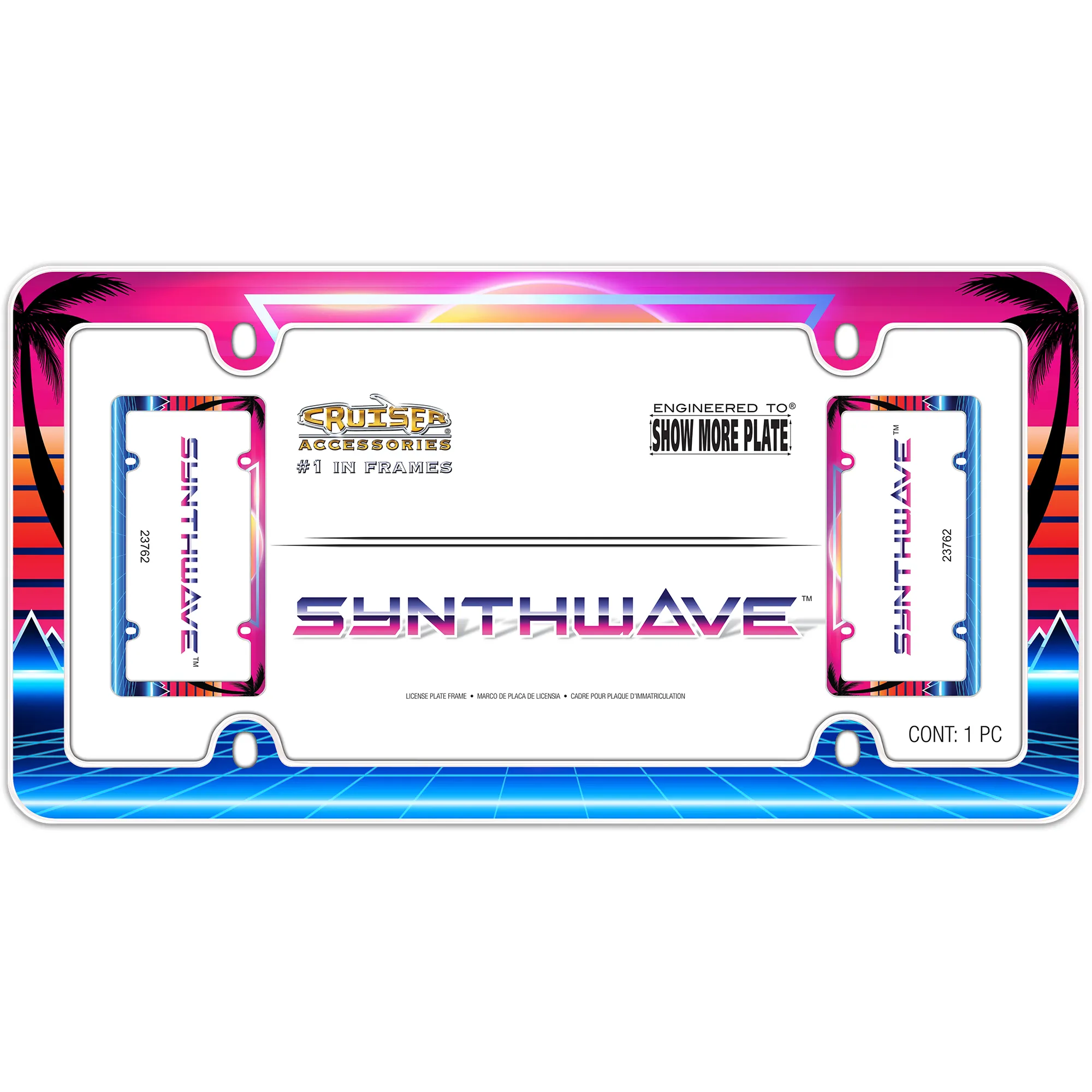 Synthwave License Plate Frame, White