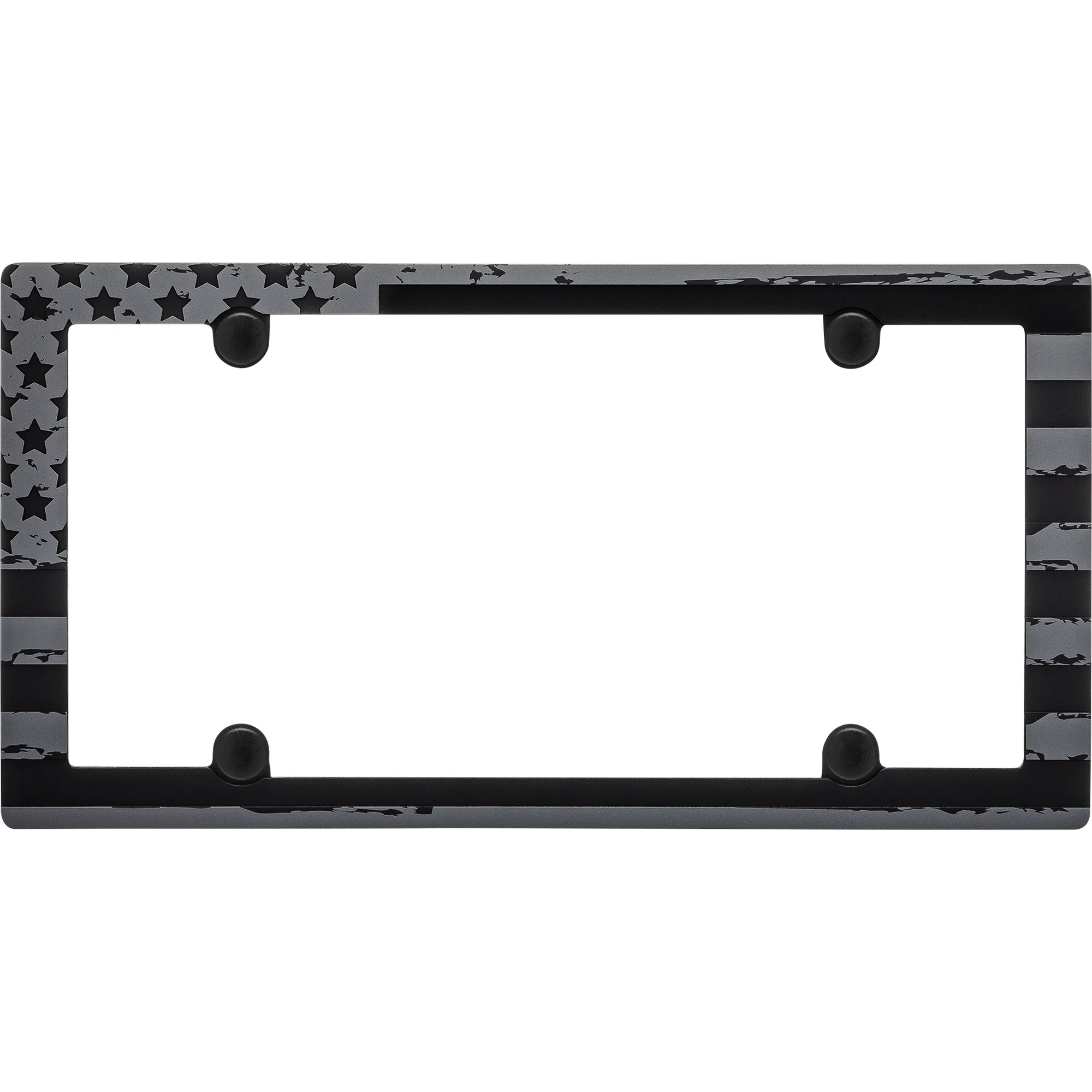 American Flag License Plate Frame, Black (with fastener caps)