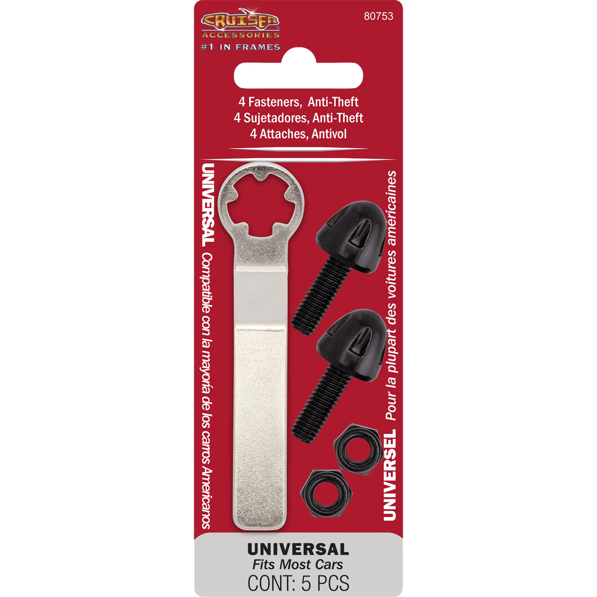 Anti-Theft License Plate Fasteners, Black