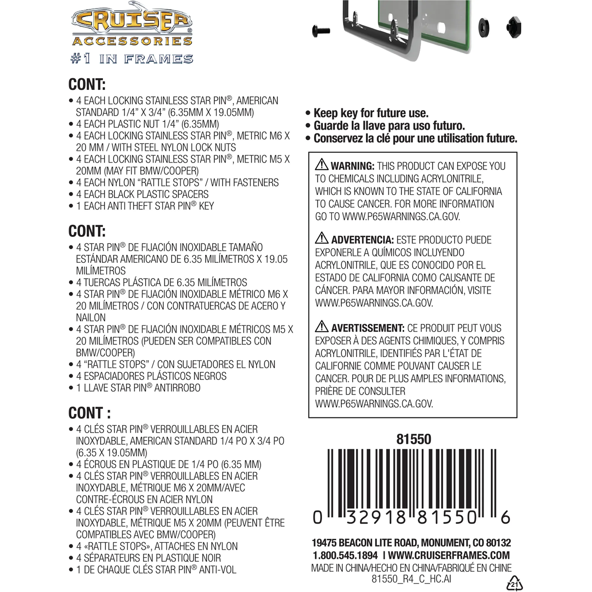 Ultimate License Plate Fasteners Kit, Black