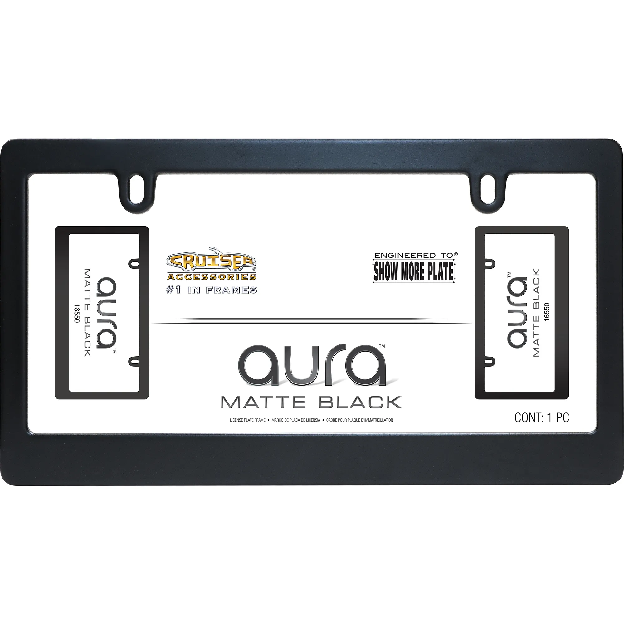 Aura License Plate Frame, Matte Black