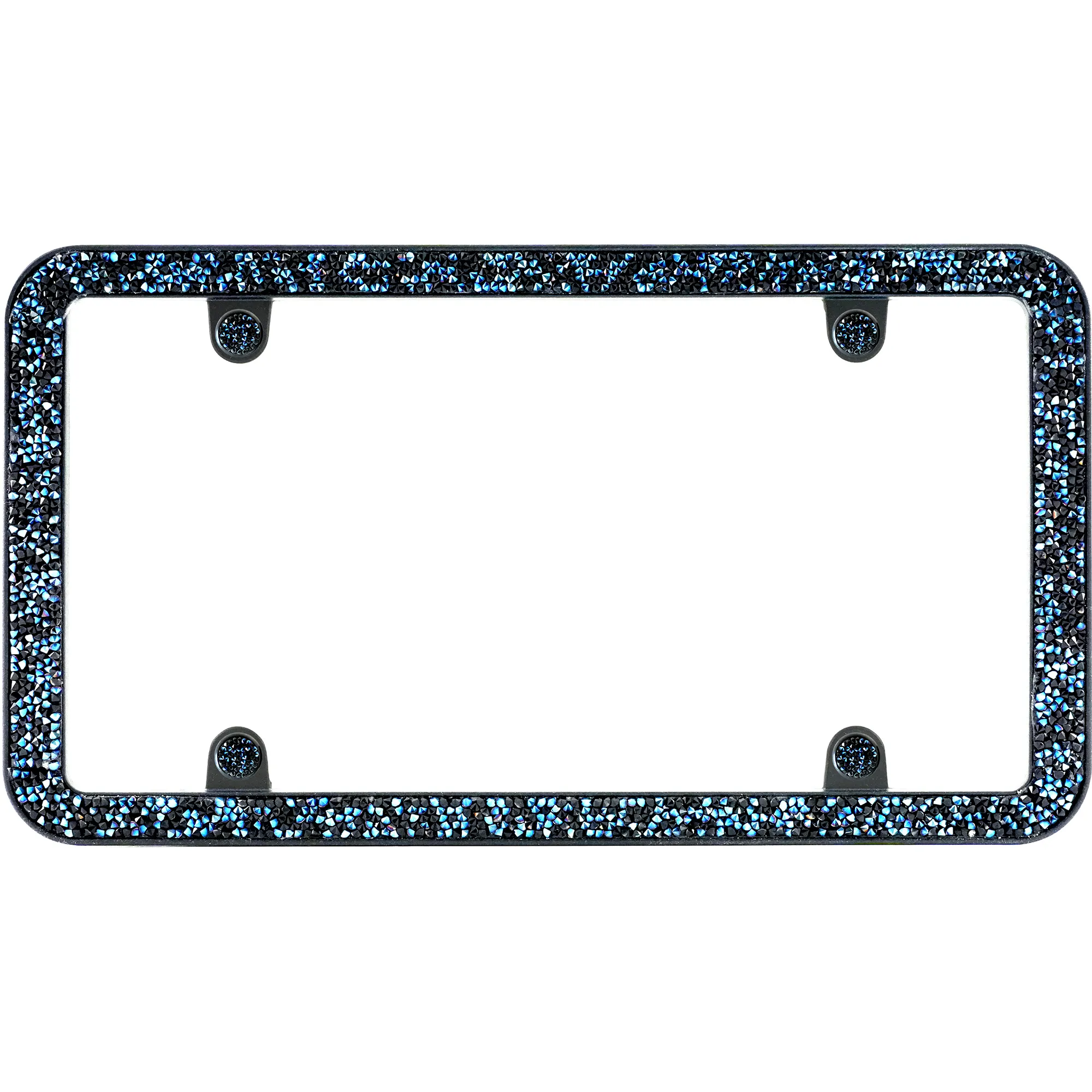 Shattered License Plate Frame, Black Iridescent (with fastener caps)