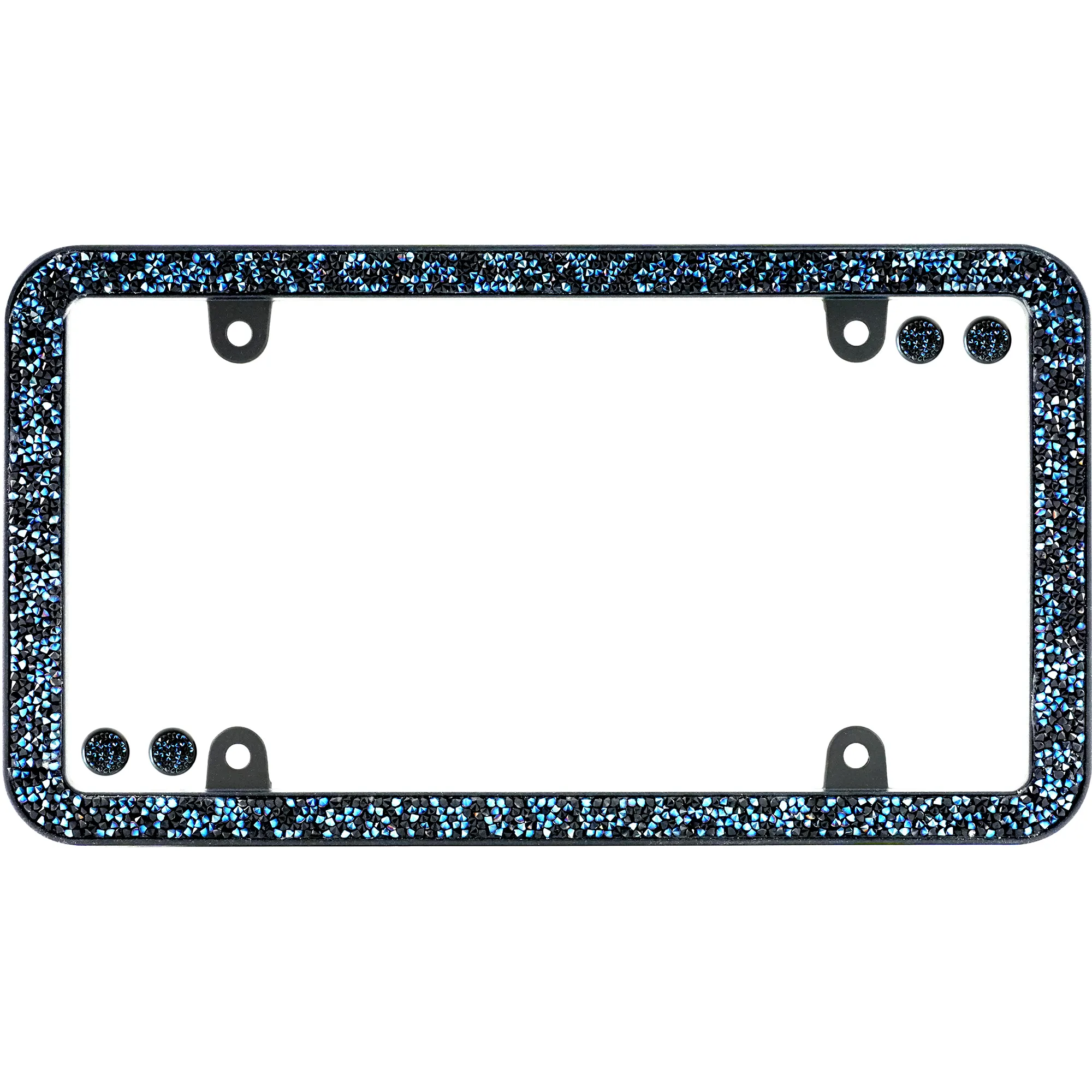 Shattered License Plate Frame, Black Iridescent (with fastener caps)