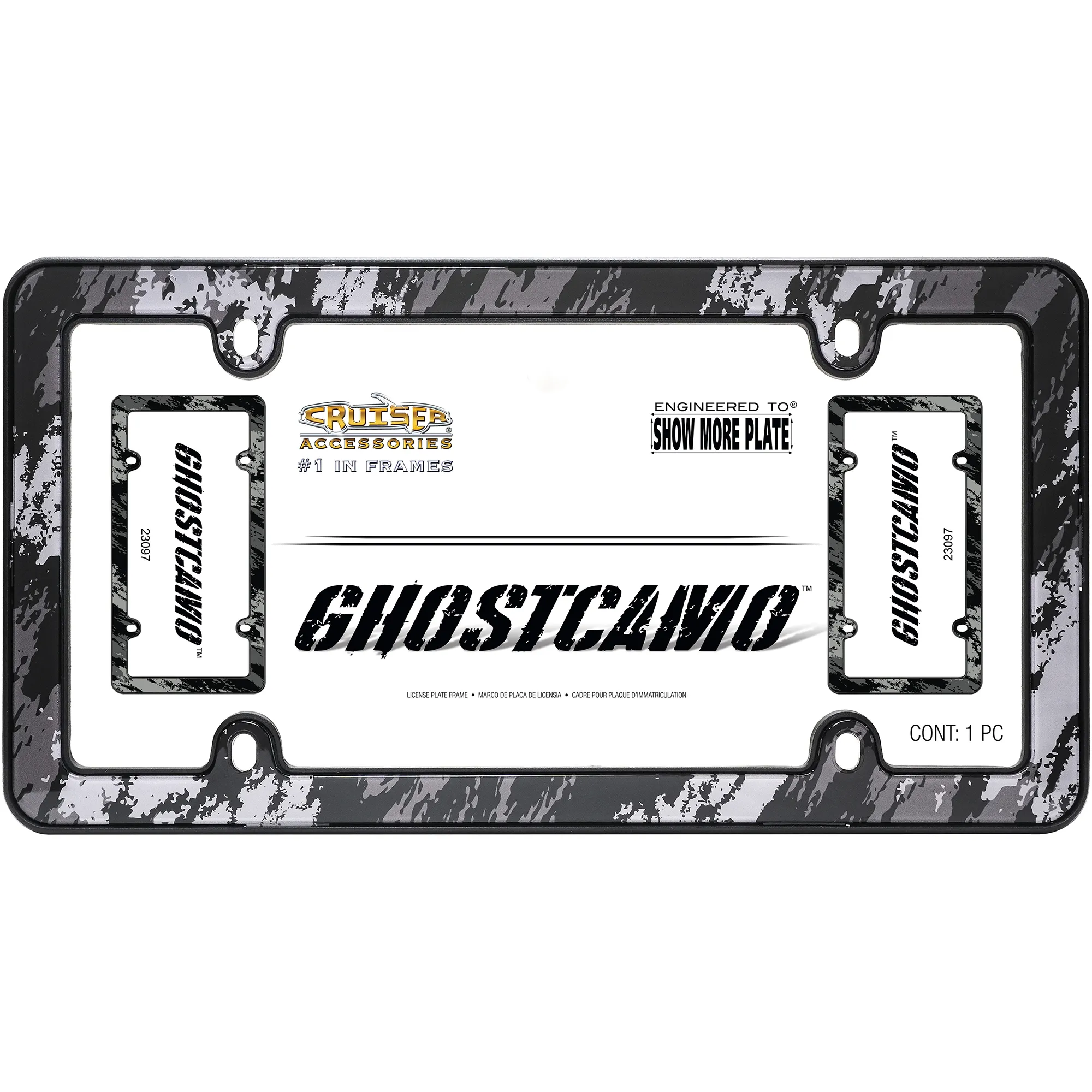 Ghostcamo License Plate Frame, Black/Gray
