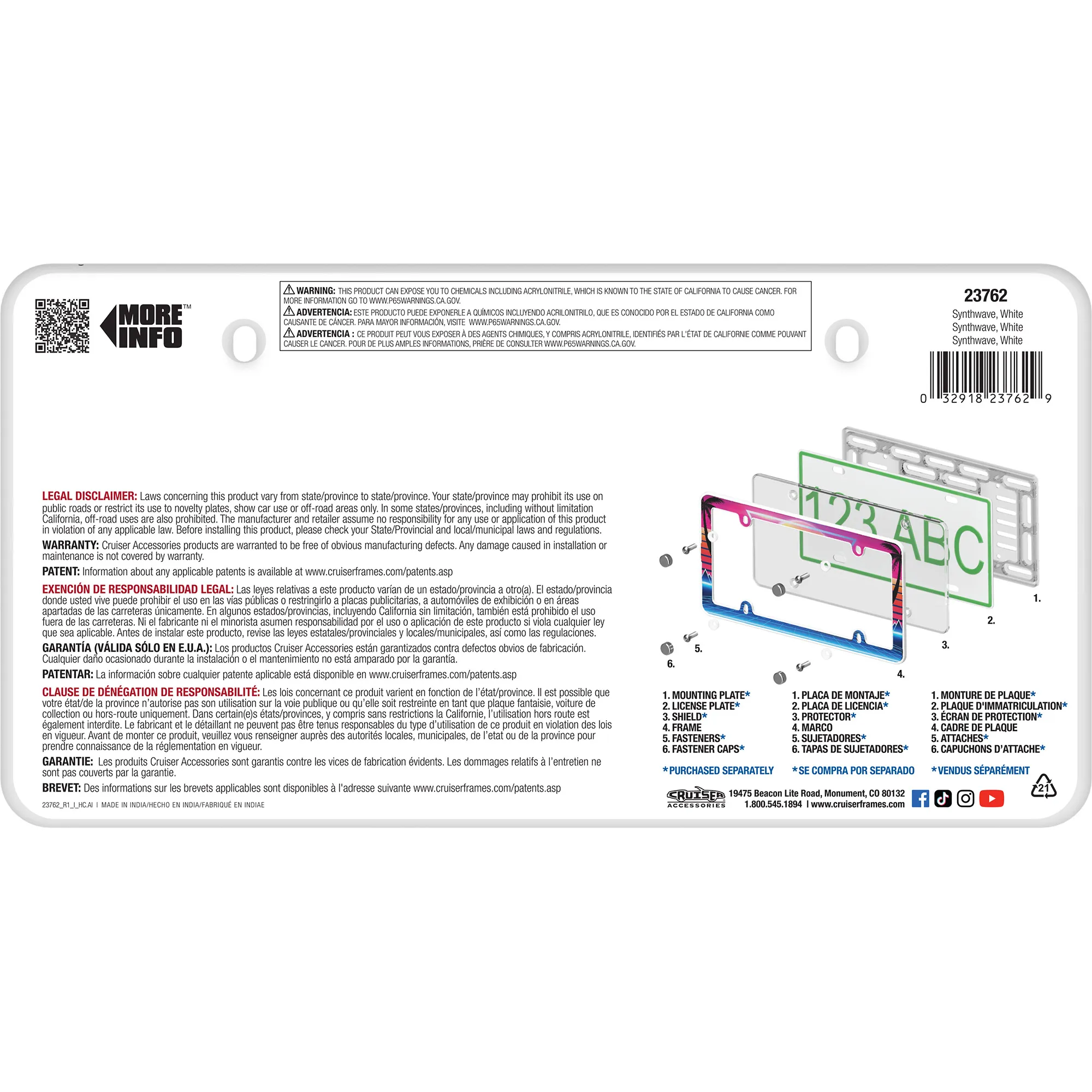 Synthwave License Plate Frame, White