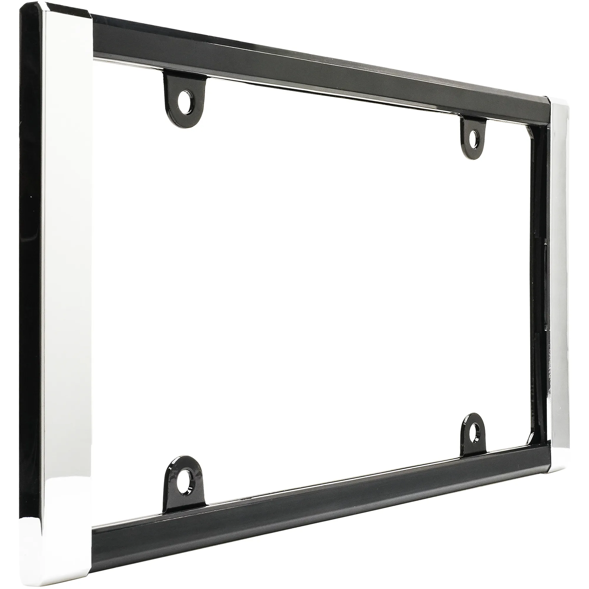 Obsidian License Plate Frame, Black/Chrome