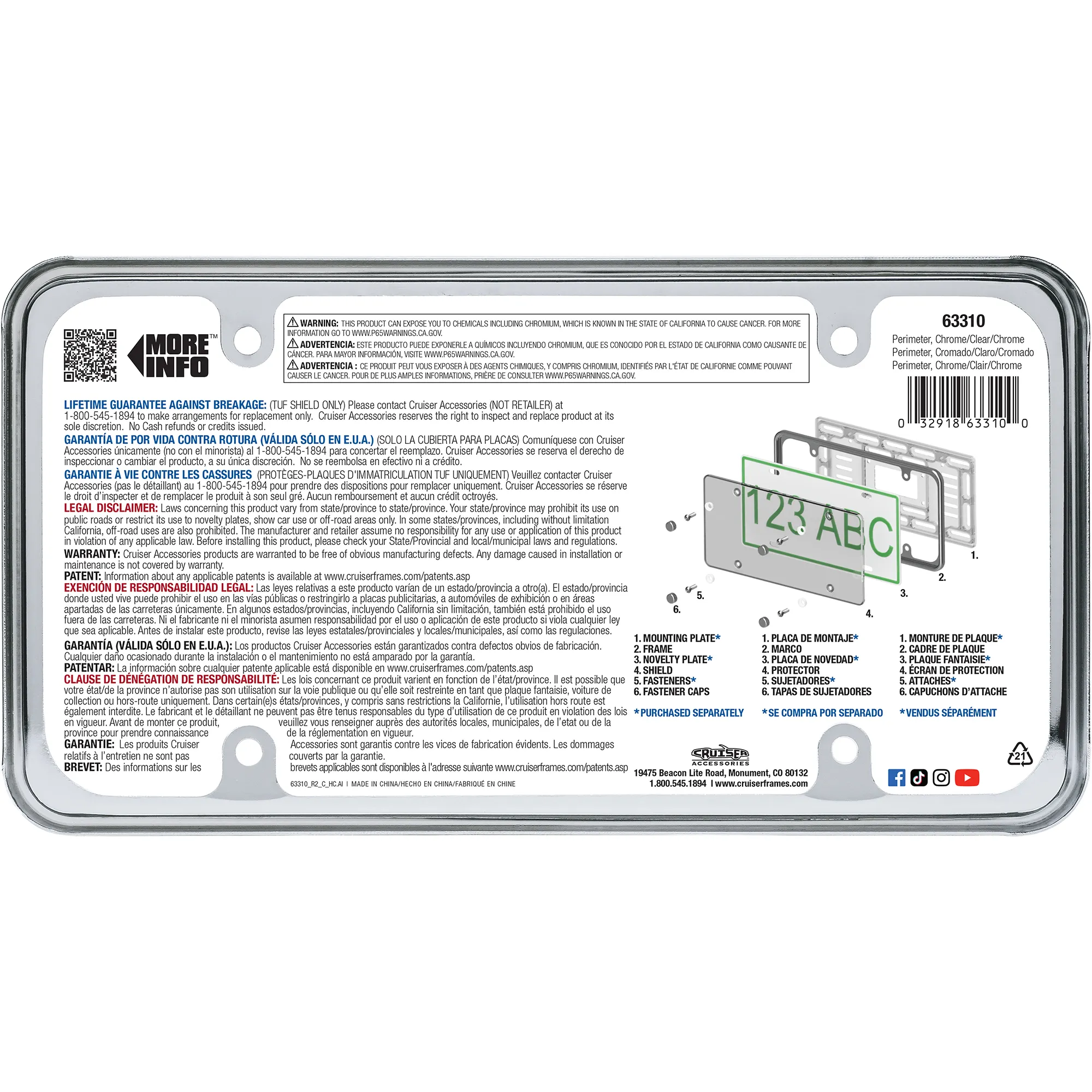 Perimeter Shield and Frame Combo, Chrome/Clear