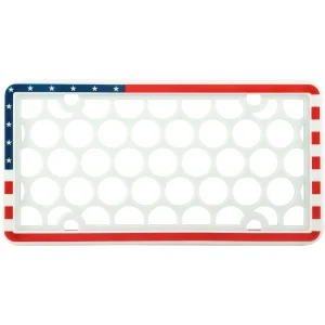 Cruiser Accessories Silicone USA Flag license plate frame, front out of package view.