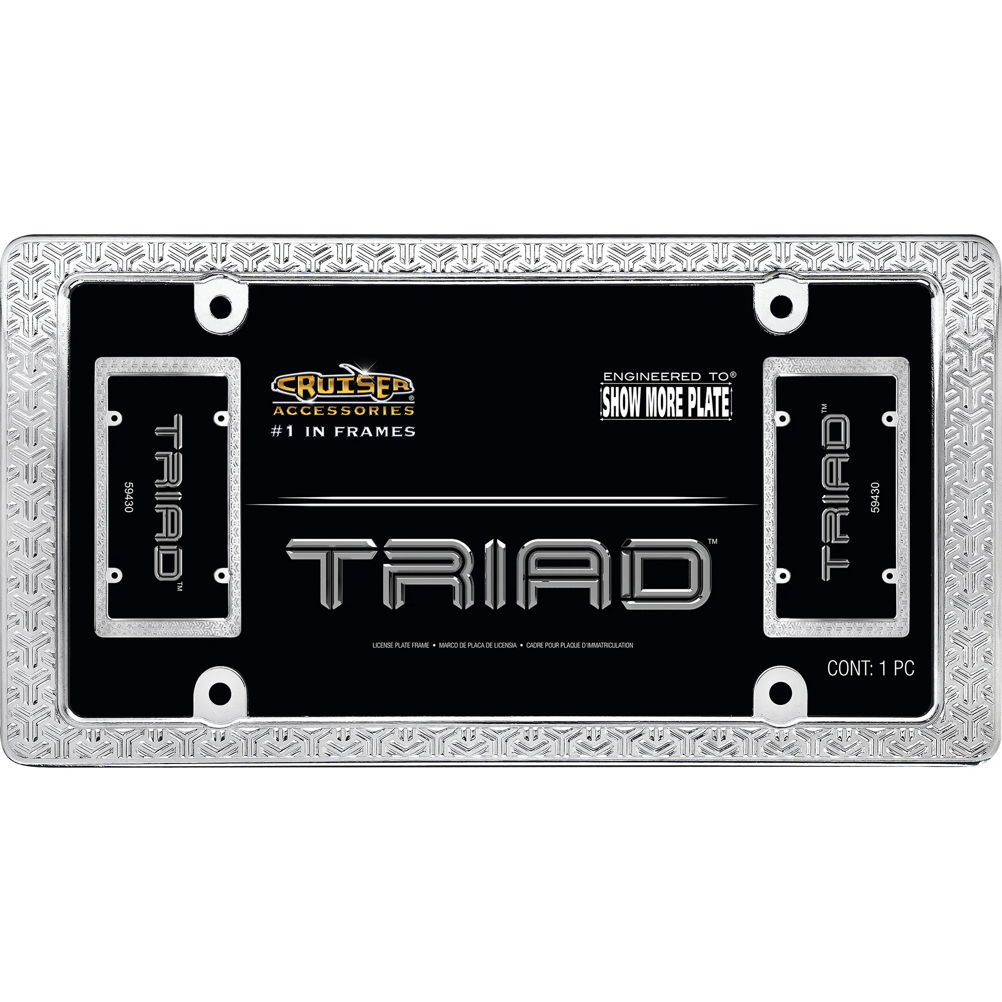 Triad License Plate Frame, Chrome