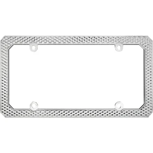 Cruiser Accessories Knurled chrome license plate frame, front out of package view.