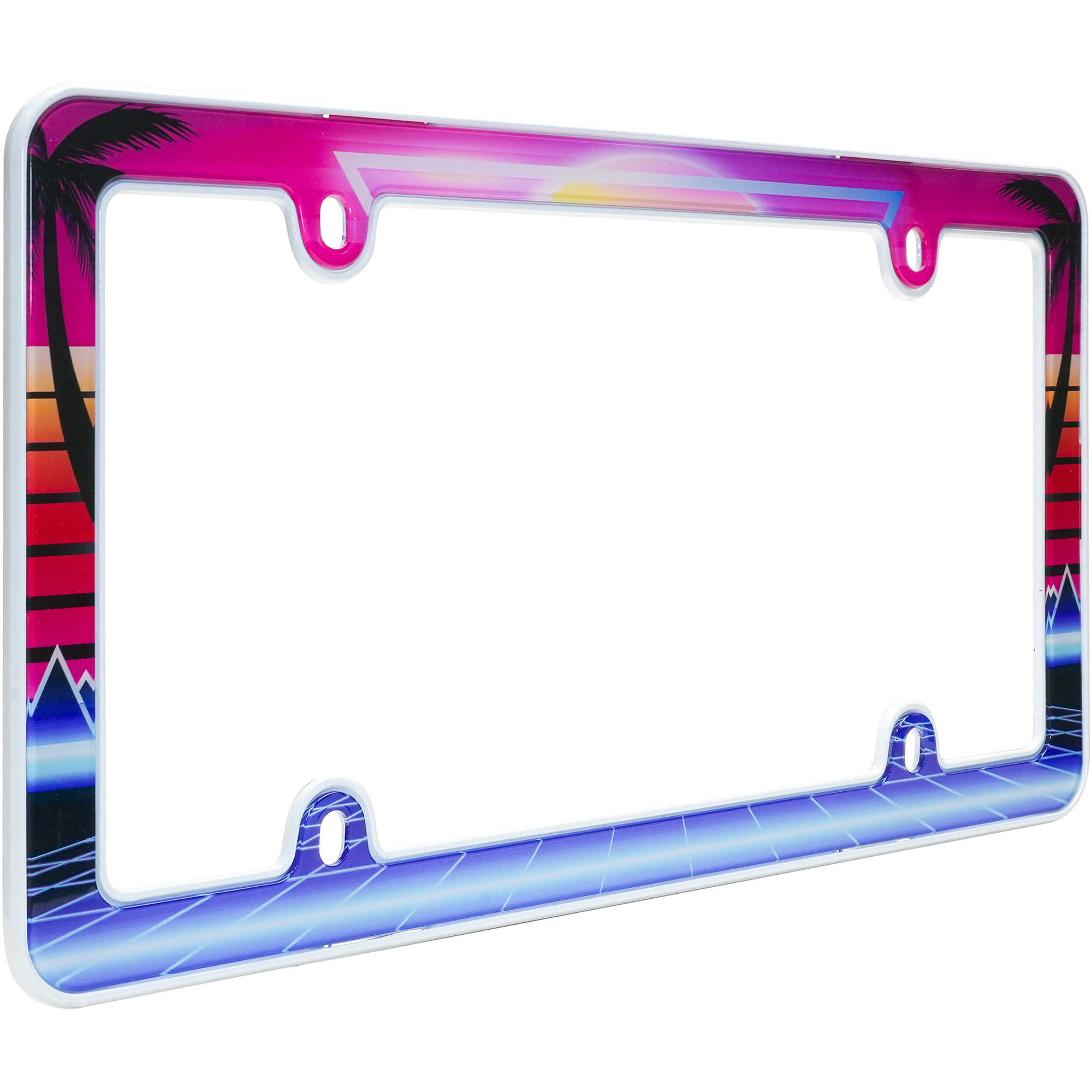 Synthwave License Plate Frame, White