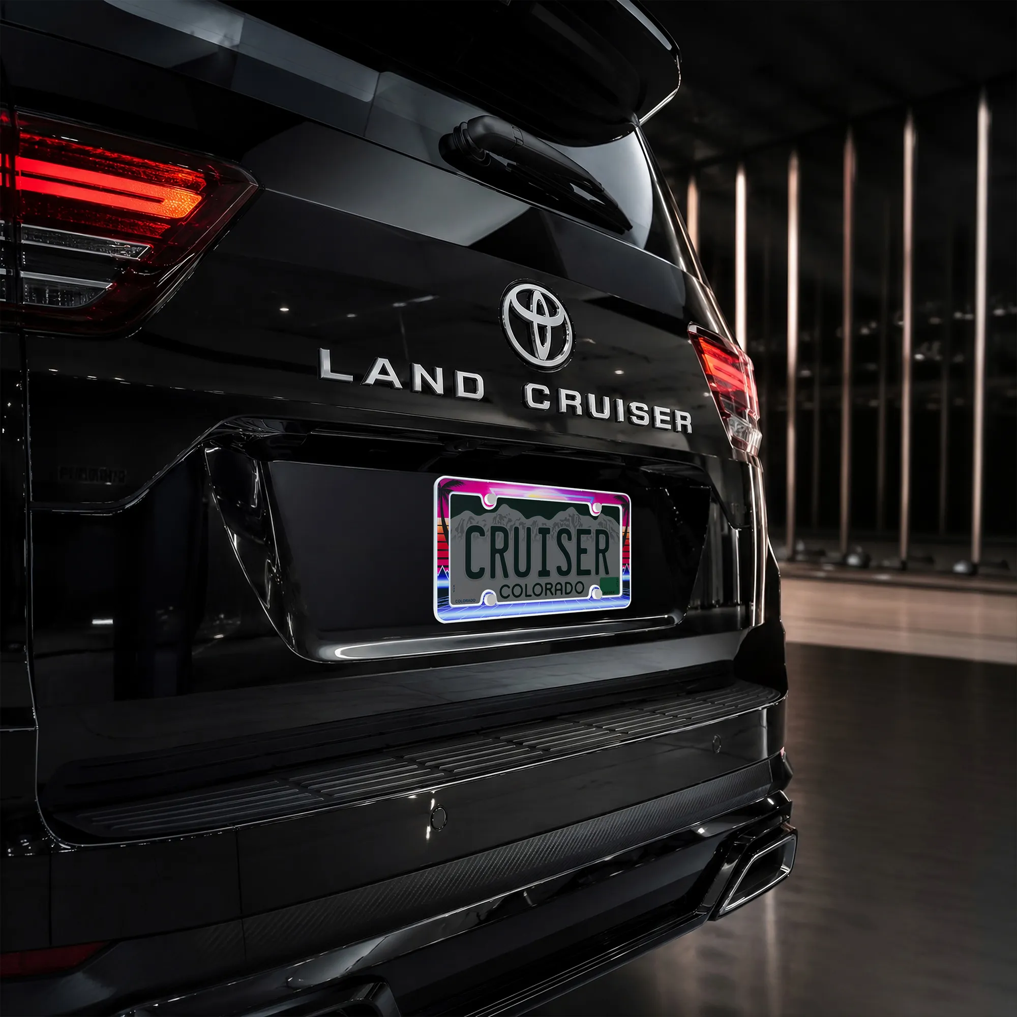 Synthwave License Plate Frame, White