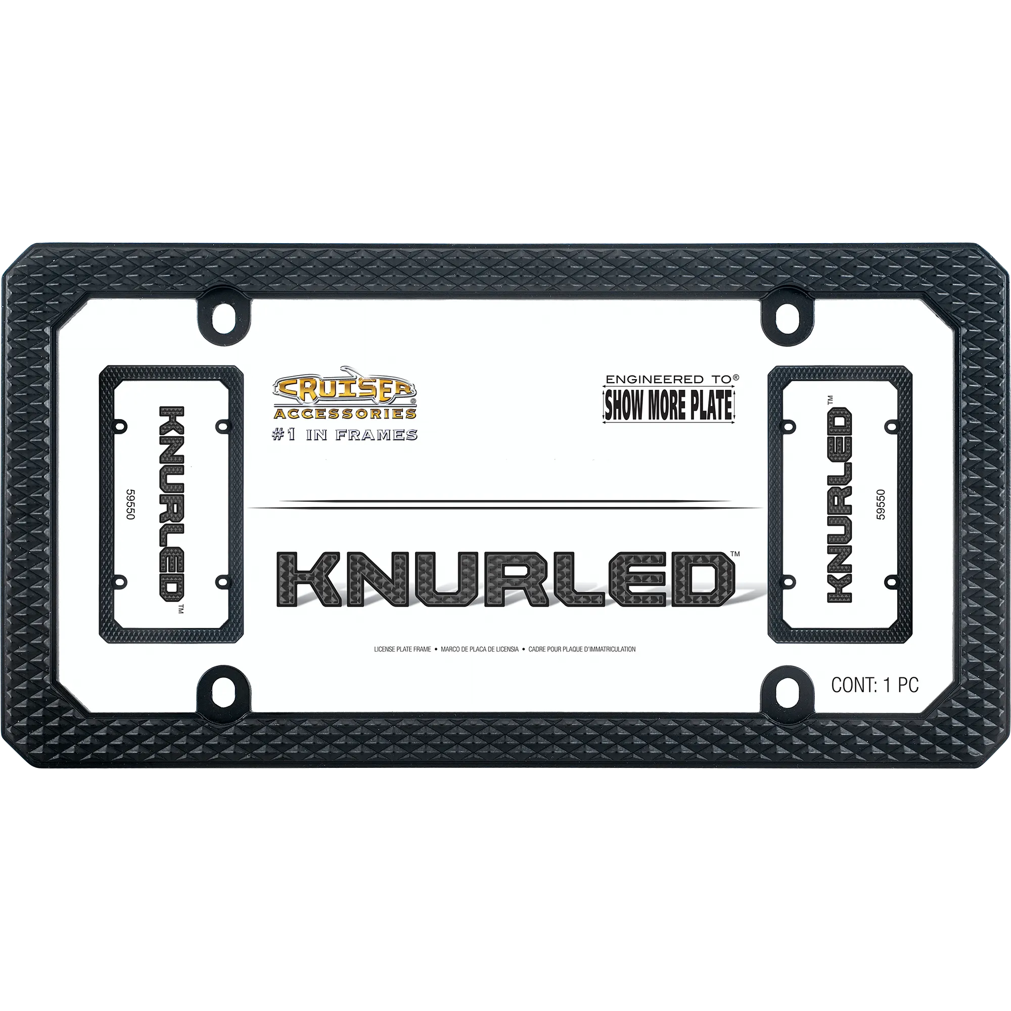 Knurled License Plate Frame, Black
